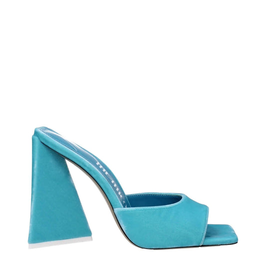 The Attico Light Blue Velvet Platform Sandals with 11.5 cm high heel and open toe, showcasing a luxurious turquoise velvet design. MPN: S000V071014.