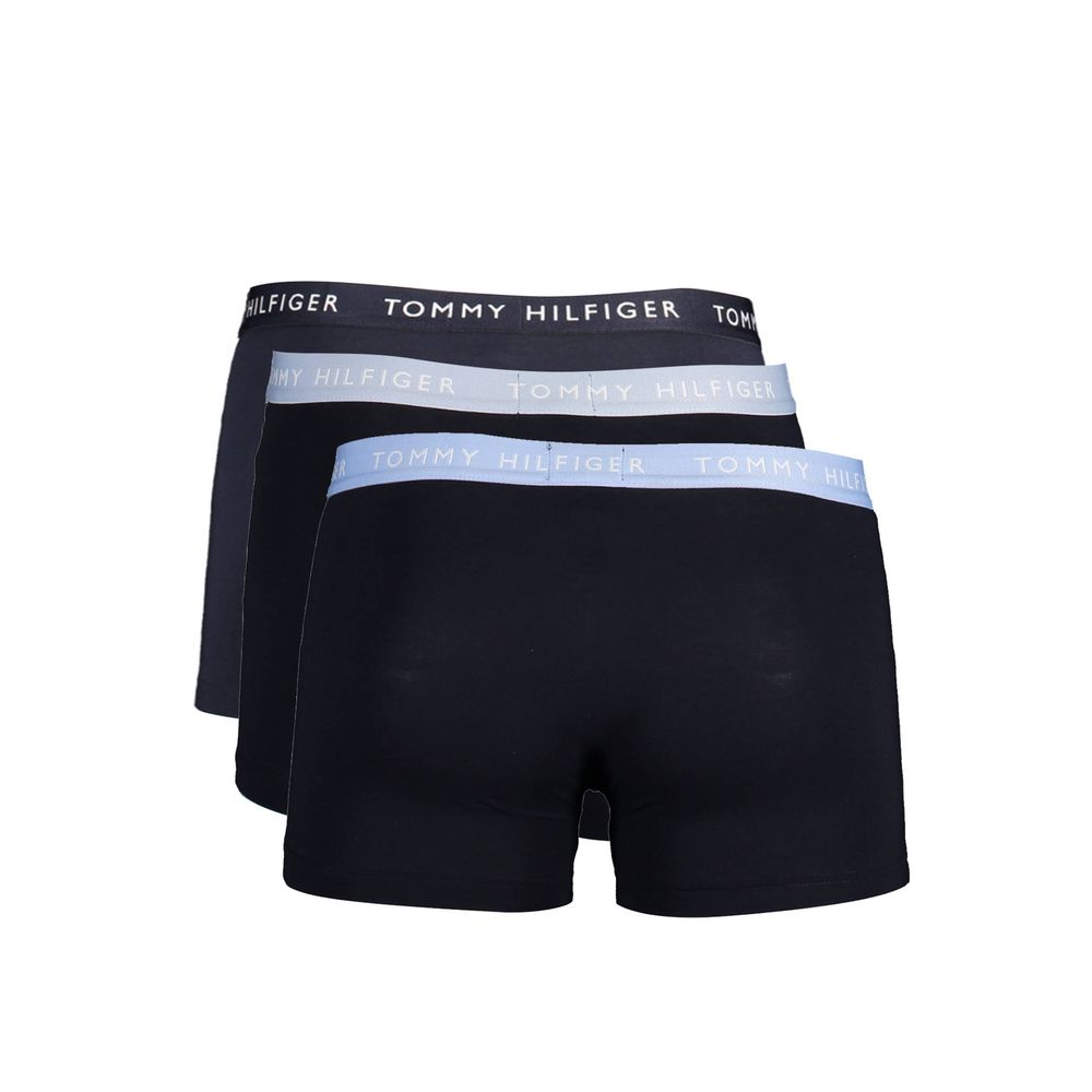 Tommy Hilfiger Black Cotton Men Boxer Trio Pack with logo waistband, sustainable blend, eco-friendly fashion choice.