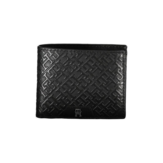 Tommy Hilfiger Elegant Leather Double Card Wallet with embossed pattern, sleek design.