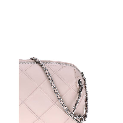 Close-up of Tory Burch Multicolor Calf Leather Bos Taurus Shoulder Bag with chain strap and quilted design.