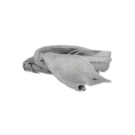 U.S. POLO ASSN. Gray Wool Scarf with embroidered logo, 27×180 cm, soft knit design.