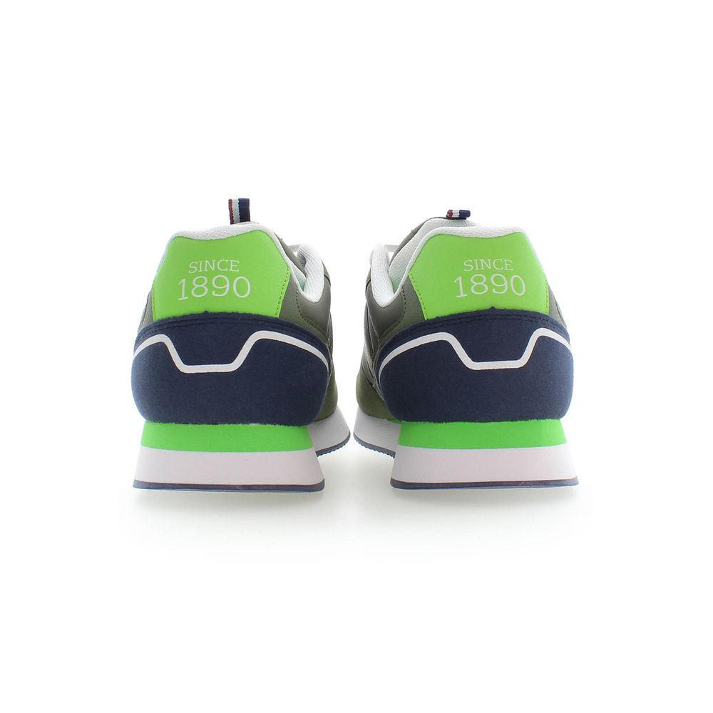 U.S. POLO ASSN. Green Polyester Men Sneaker rear view showcasing vibrant design with brand logo, highlighting stylish and sporty appeal.