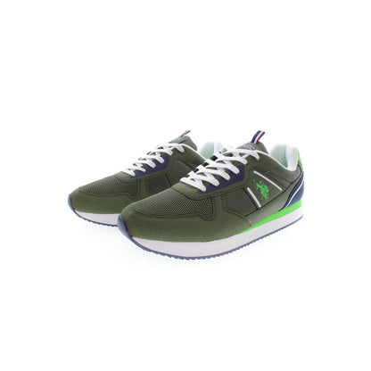 U.S. POLO ASSN. Green Polyester Men Sneaker with sleek athletic design and bold contrasts, showcasing the iconic logo.