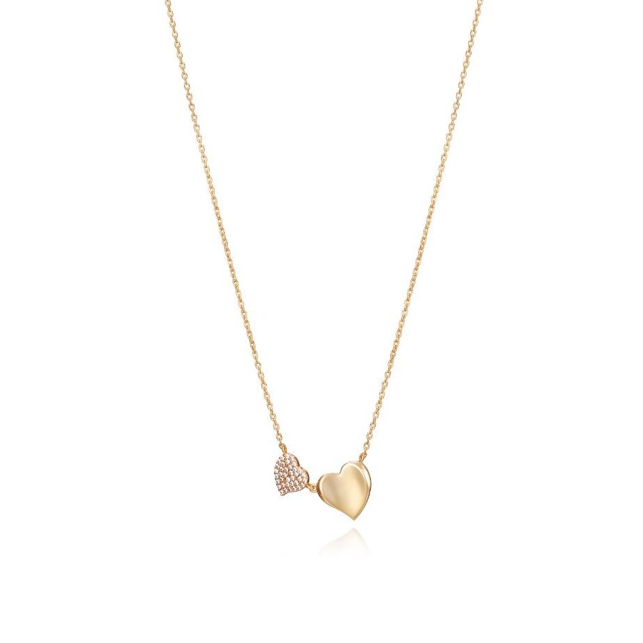 Elegant heart-shaped necklace by VICEROY JEWELS Mod. 13125C100-36 in silver, featuring two intertwined gold hearts for ladies.