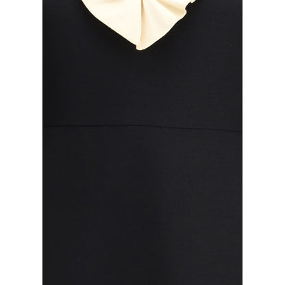 Valentino Black Fleece Wool Cocktail Dress