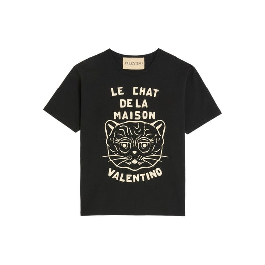 Valentino Cotton T-Shirt With Le Chat De La Maison Print Topwear
