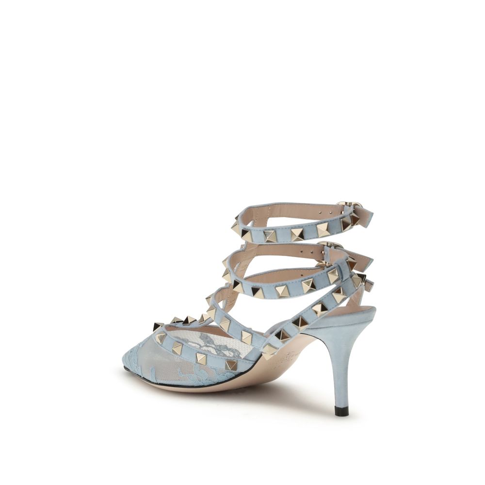 Valentino Garavani Light Blue Fabric High Heel Pumps