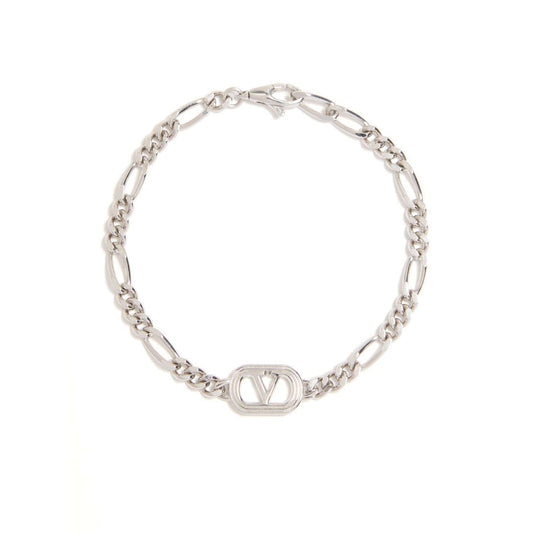 Valentino Garavani Ovalette Bracelet with silver-tone VLogo Signature curb chain and lobster claw fastening.