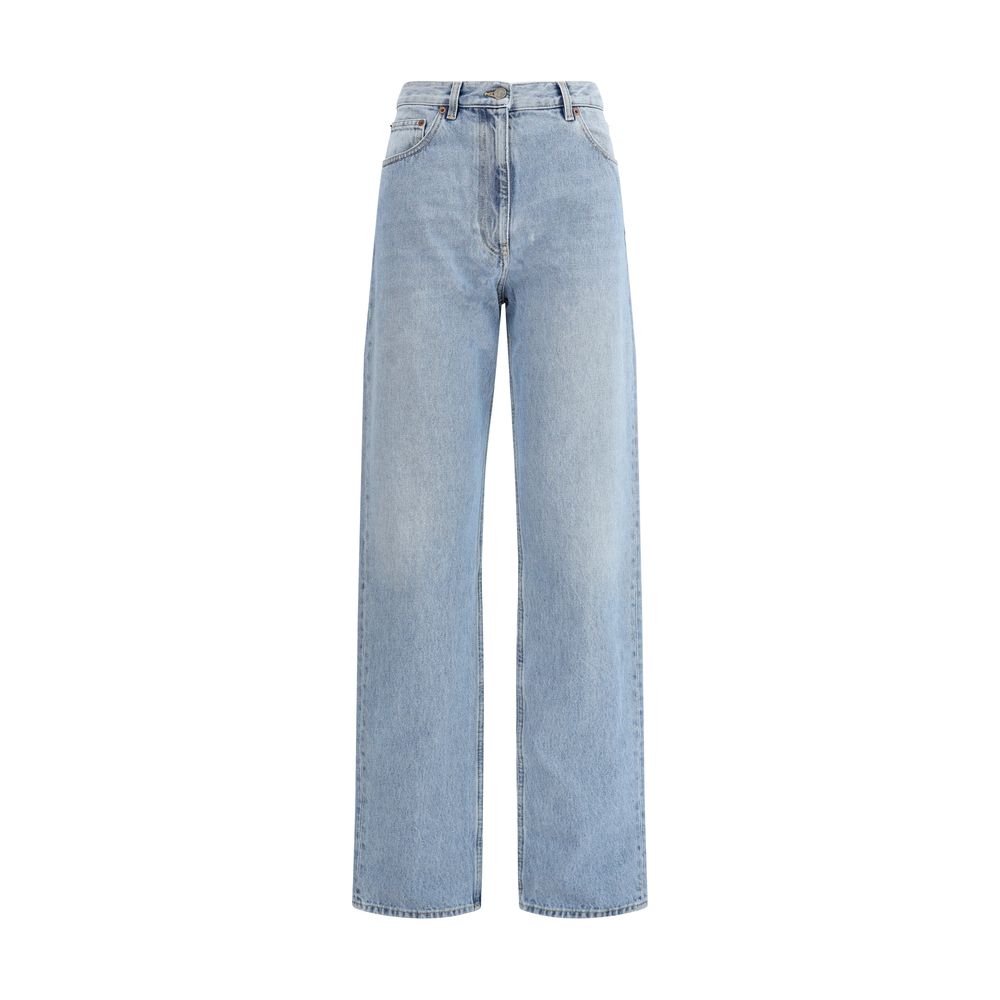 Valentino Light Blue Cotton High-Waisted Jean