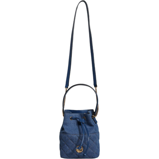 Versace Blue Quilted Denim Leather Crossbody Shoulder Bag BAG1602