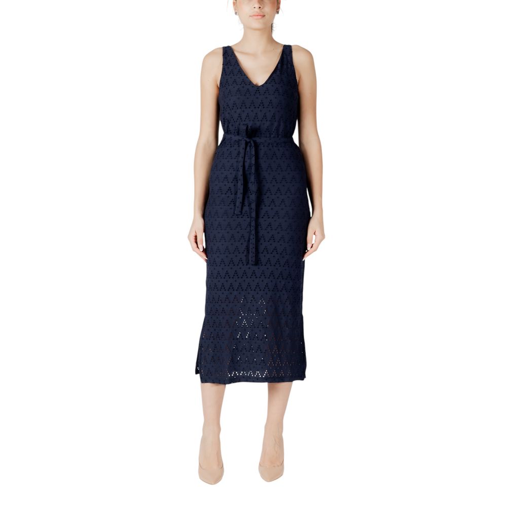 Vila Clothes Blue Recycled Polyester Midi Dress