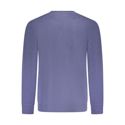 Wrangler Blue Cotton Men Sweater, long sleeve crew neck with subtle logo, iconic style for trend-setters, back view display