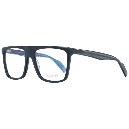 Yohji Yamamoto Black Plastic Glasses (Frames) with full-rim square lenses, blue-filter, no spring hinge, 55-16-148 size, lens width 55.