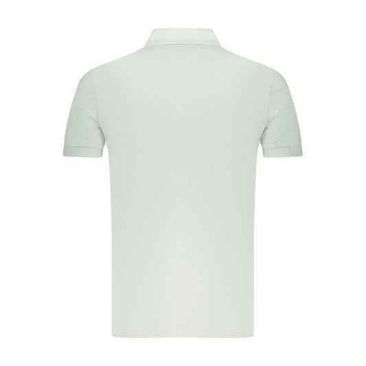 Back view of Hugo Boss Green Cotton Men Polo Shirt, showcasing slim fit and classic collar design.