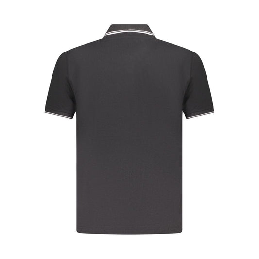 Back view of U.S. Grand Polo black cotton men's polo shirt with contrasting details and embroidery logo.
