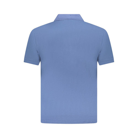 Back view of U.S. Grand Polo blue cotton men's polo shirt with short sleeves and classic design.