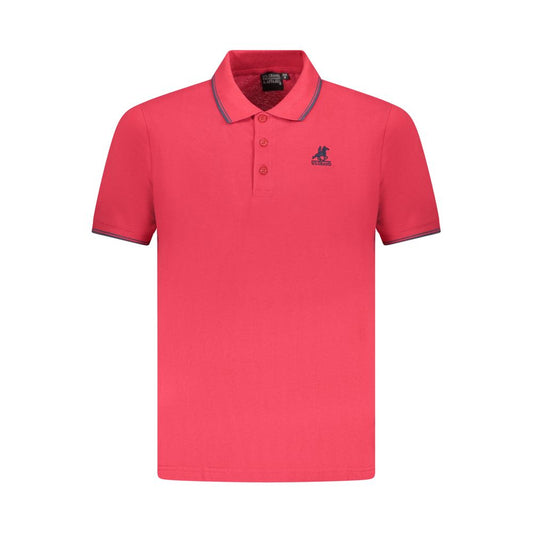 U.S. Grand Polo red cotton men's polo shirt with embroidered logo and classic three-button design, showcasing elegant sporty style.