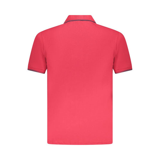 U.S. Grand Polo Red Cotton Men Polo Shirt, back view, showcasing sleek design with short sleeves and sharp contrasting details.