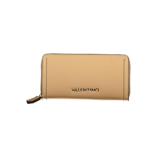 Beige Valentino Bags polyethylene women's wallet with logo, spacious interior, and coin purse for modern fashionistas.