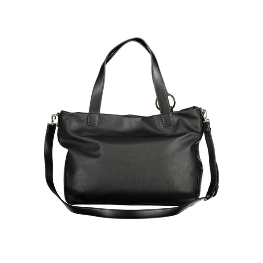 Valentino Bags black polyethylene women's handbag with shoulder handles and strap, sleek and elegant design.