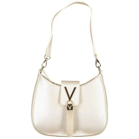 Silver Valentino Bags women's handbag with V accent and detachable chain strap.