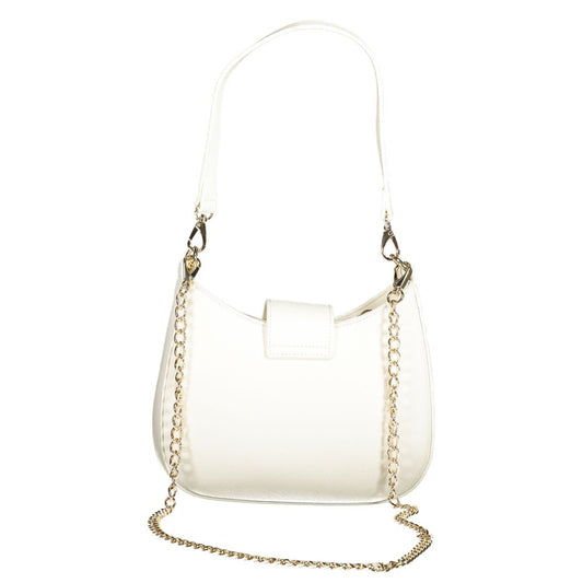 Valentino Bags white polyethylene handbag with removable chain strap and shoulder handle.