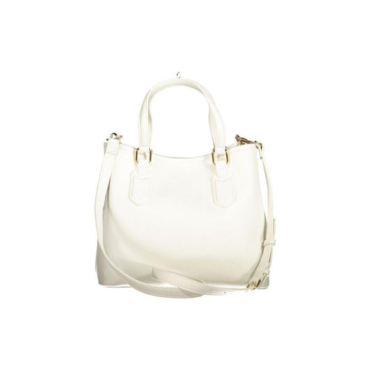Valentino Bags white polyethylene women's handbag with dual handles and adjustable strap.
