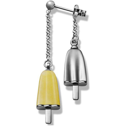 AMBROSINI JEWELS - ORECCHINI doppi ARGENTO 925° ghiacciolo finitura bianca pietra gialla OGD 03 01 09