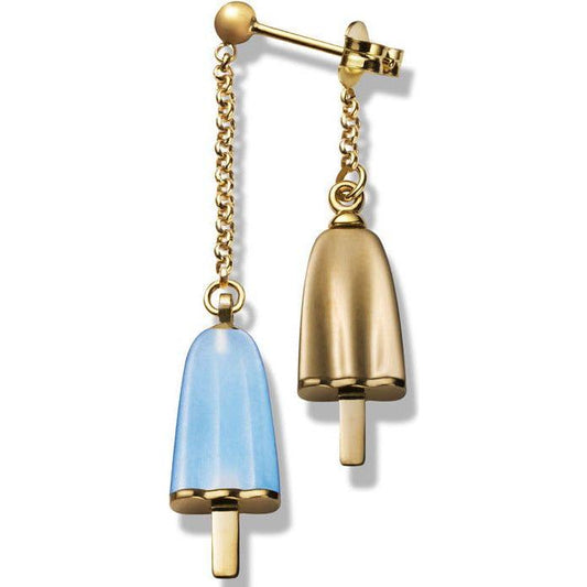 AMBROSINI JEWELS - ORECCHINI doppi ARGENTO 925° ghiacciolo finitura rosé pietra azzurra OGD 03 02 01