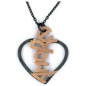 AMBROSINI JEWELS - PENDENTE ARGENTO 925° cuore finitura brunita satinata scritta rosé PC 03 11 03